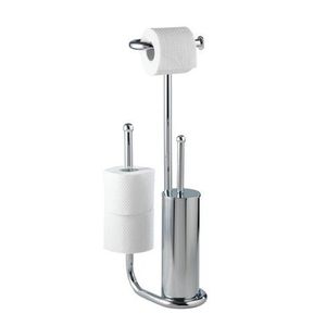 Suport hartie igienica si perie toaleta, Wenko, Universalo Chrome, 20 x 62.5 x 23 cm, inox imagine