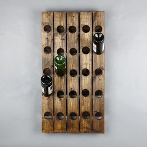 Suport pentru sticle de vin, Evila Originals, Icki006, 85 x 45 x 8 cm, lemn de molid, nuc imagine