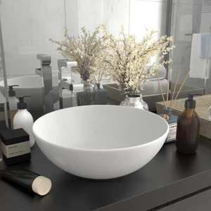 vidaXL Chiuvetă de baie, alb mat, ceramică, rotund imagine