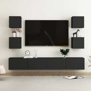 vidaXL Set dulapuri TV, 6 buc., negru, lemn prelucrat imagine
