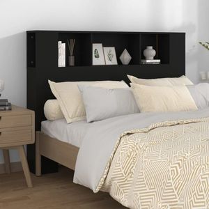 vidaXL Tăblie de pat cu dulap, negru, 140x18, 5x104, 5 cm imagine