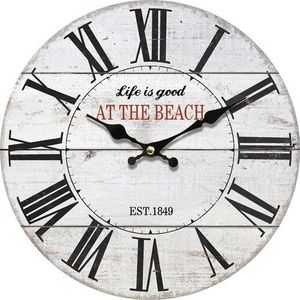 Ceas de perete, din lemn, At the beach, diam. 34 cm imagine
