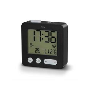Ceas deșteptător cu afișaj LCD și termometru 2xAAA negru Hama imagine