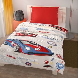 Lenjerie de pat din bumbac, pentru copii, Racing, 140 x 200 cm, 70 x 90 cm imagine