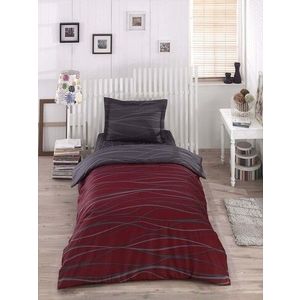 Lenjerie de pat pentru o persoana, 2 piese, 155x220 cm, amestec bumbac, Eponj Home, Verda, rosu claret imagine