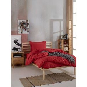Lenjerie de pat pentru o persoana, 2 piese, 150x210 cm, 100% bumbac ranforce, Mijolnir, Fresh Color, rosu imagine
