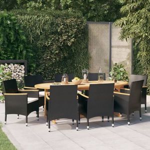 vidaXL Set mobilier de grădină cu perne, negru, 9 piese imagine