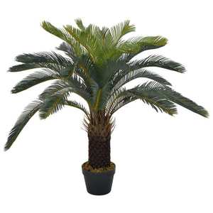 vidaXL Plantă artificială palmier cycas cu ghiveci, verde, 90 cm imagine