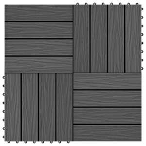 vidaXL Plăci podea în relief, WPC, 11 buc., 30 x 30 cm, 1 mp, negru imagine