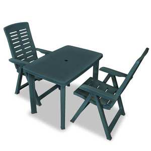 Set masă și scaune de camping, 3 piese, verde imagine