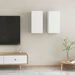 vidaXL Comode TV, 2 buc., alb, 30, 5x30x60 cm, lemn prelucrat imagine