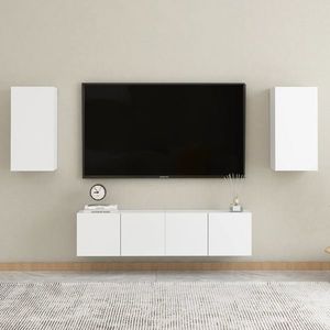 vidaXL Set comodă TV, 4 piese, alb, lemn prelucrat imagine