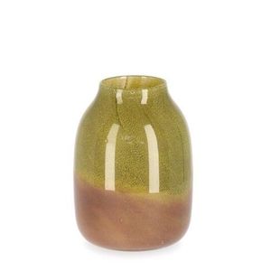 Vaza Venus, Bizzotto, Ø 16.1 x 21.2 cm, sticla, handmade, verde/portocaliu imagine