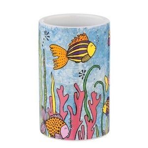 Suport periute si pasta de dinti, Wenko, Ocean Life, 6.5 x 11 x 6.5 cm, ceramica, multicolor imagine