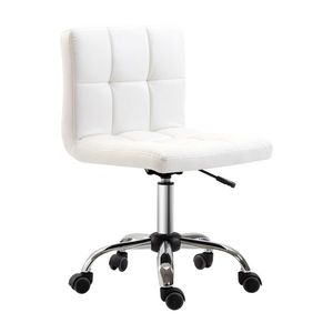 HOMCOM scaun rotativ din piele sintetica, 46x51x76-88cm, alb | Aosom RO imagine
