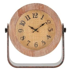 Ceas de masa, Mauro Ferretti, 23.5 x 7 x 24 cm, fier/lemn, maro imagine
