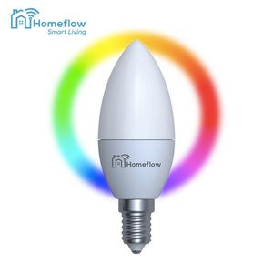Bec inteligent LED Wireless Homeflow B-5004, E14, 5W (40W), 400lm, dimabil, RGB, Control de pe telefonul mobil – Resigilat imagine