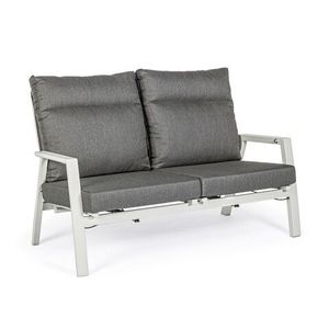 Canapea cu 2 locuri pentru gradina Kledi Lunar, Bizzotto, 152 x 81 x 98 cm, spatar ajustabil, aluminiu/textilena 1x1, gri imagine
