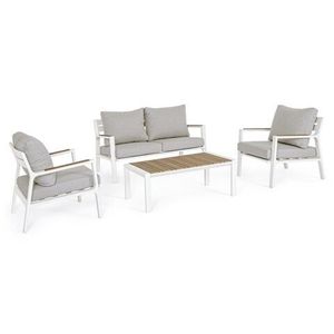 Set mobilier pentru gradina/terasa 4 piese Ernst, Bizzotto, aluminiu/placaj/poliester, alb imagine