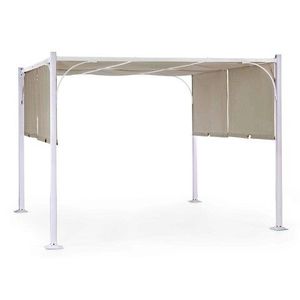Pavilion pentru gadina Slide Gazebo, Bizzotto, 300 x 300 cm, otel/poliester/poliamida, alb/grej imagine