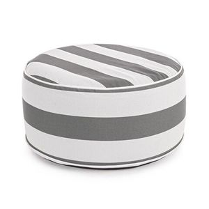 Taburet gonflabil Stripes, Bizzotto, Ø53 x 23 cm, poliester filat rezistent la apa, alb/gri imagine