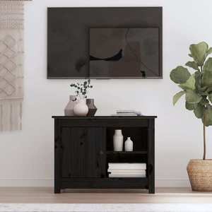 vidaXL Comodă TV, negru, 70x36, 5x52 cm, lemn masiv de pin imagine