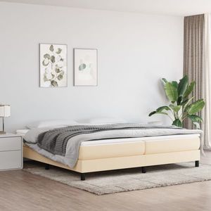 vidaXL Cadru de pat, crem, 200x200 cm, material textil imagine