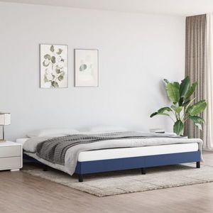 vidaXL Cadru de pat, albastru, 200x200 cm, material textil imagine