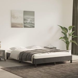 vidaXL Cadru de pat, gri închis, 140 x 200 cm, catifea imagine