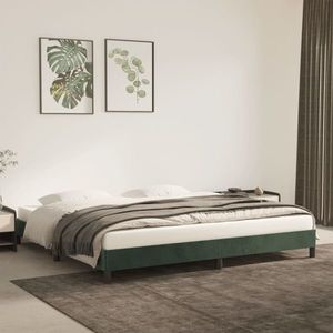 vidaXL Cadru de pat, verde închis, 200x200 cm, catifea imagine