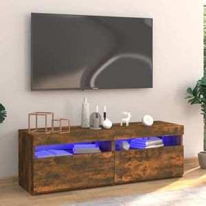 vidaXL Comodă TV cu lumini LED, stejar fumuriu, 120x35x40 cm imagine