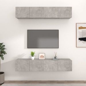 vidaXL Comode TV, 4 buc., gri beton, 80x30x30 cm, lemn prelucrat imagine