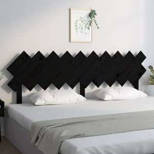vidaXL Tăblie de pat, negru, 196x3x80, 5 cm, lemn masiv de pin imagine