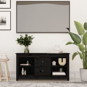 vidaXL Comodă TV, negru, 103x36, 5x52 cm, lemn masiv de pin imagine