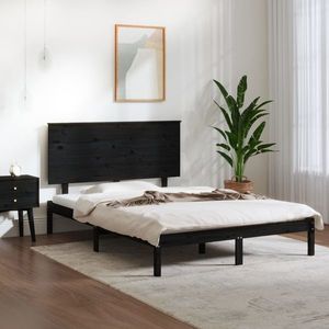vidaXL Cadru de pat, negru, 140x190 cm, lemn masiv de pin imagine