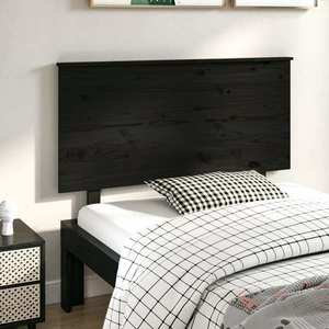vidaXL Tăblie de pat, negru, 124x6x82, 5 cm, lemn masiv de pin imagine