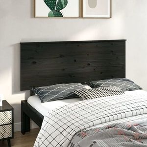 vidaXL Tăblie de pat, negru, 144x6x82, 5 cm, lemn masiv de pin imagine
