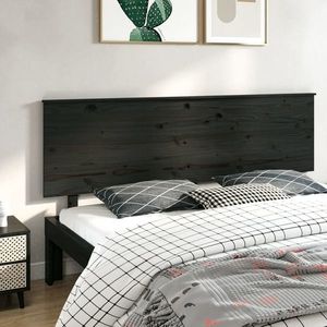 vidaXL Tăblie de pat, negru, 204x6x82, 5 cm, lemn masiv de pin imagine