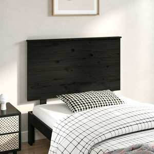 vidaXL Tăblie de pat, negru, 104x6x82, 5 cm, lemn masiv de pin imagine