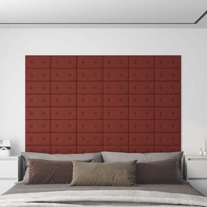 vidaXL Panouri de perete 12 buc. roșu vin 30x15 cm, piele eco, 0, 54 m² imagine