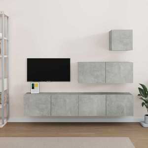 vidaXL Set dulap TV, 4 piese, gri beton, lemn prelucrat imagine
