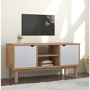 vidaXL Dulap TV OTTA, maro și alb, 113, 5x43x57 cm, lemn masiv de pin imagine