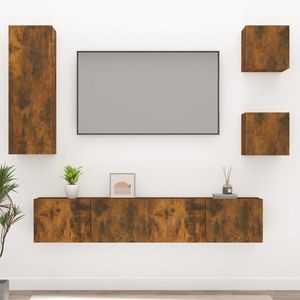 vidaXL Set dulapuri TV, 5 piese, stejar fumuriu, lemn prelucrat imagine