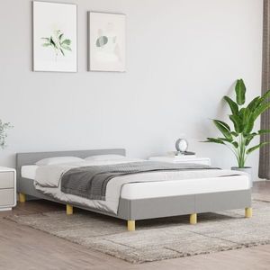 vidaXL Cadru de pat cu tăblie, gri deschis, 120x200 cm, textil imagine