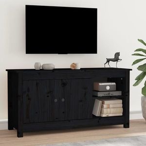 vidaXL Comodă TV, negru, 103x36, 5x52 cm, lemn masiv de pin imagine