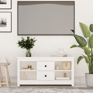vidaXL Comodă TV, alb, 103x36, 5x52 cm, lemn masiv de pin imagine