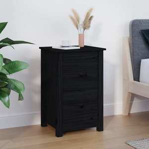 vidaXL Noptieră, negru, 40x35x61, 5 cm, lemn masiv de pin imagine