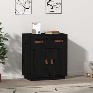 vidaXL Servantă, negru, 65, 5x40x75 cm, lemn masiv de pin imagine