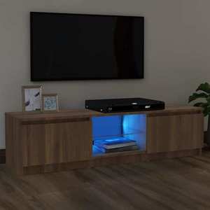 vidaXL Comodă TV cu lumini LED, stejar maro, 120x30x35, 5 cm imagine