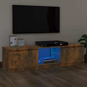 vidaXL Comodă TV cu lumini LED, stejar fumuriu, 120x30x35, 5 cm imagine